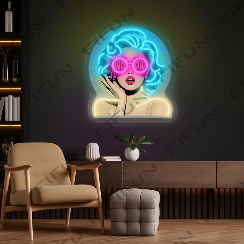 Lampu Neon WOW Curl Girl denga - Commercial Uv Printing ulasan dan harga