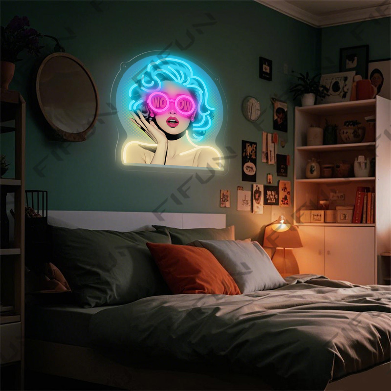 Lampu Neon WOW Curl Girl denga - Commercial Uv Printing ulasan dan harga